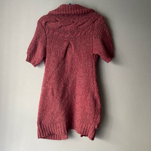 Free People sz S Burgundy‎ wool knit winter thick cardigan - Picture 5 of 11